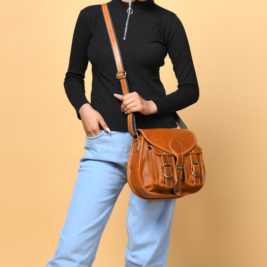 Classy Leather Bags 2-Pocket Leather Sling For Women - AVBL MRKT (2)