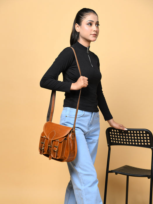 Classy Leather Bags 2-Pocket Leather Sling For Women - AVBL MRKT (4)
