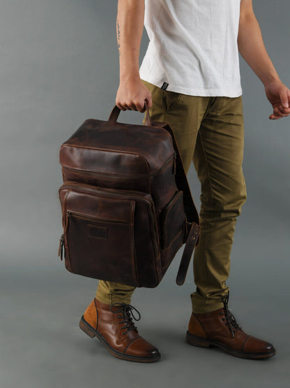 Classy Leather Bags Alpha Brown Buffalo Leather Travel Backpack - AVBL MRKT (10)