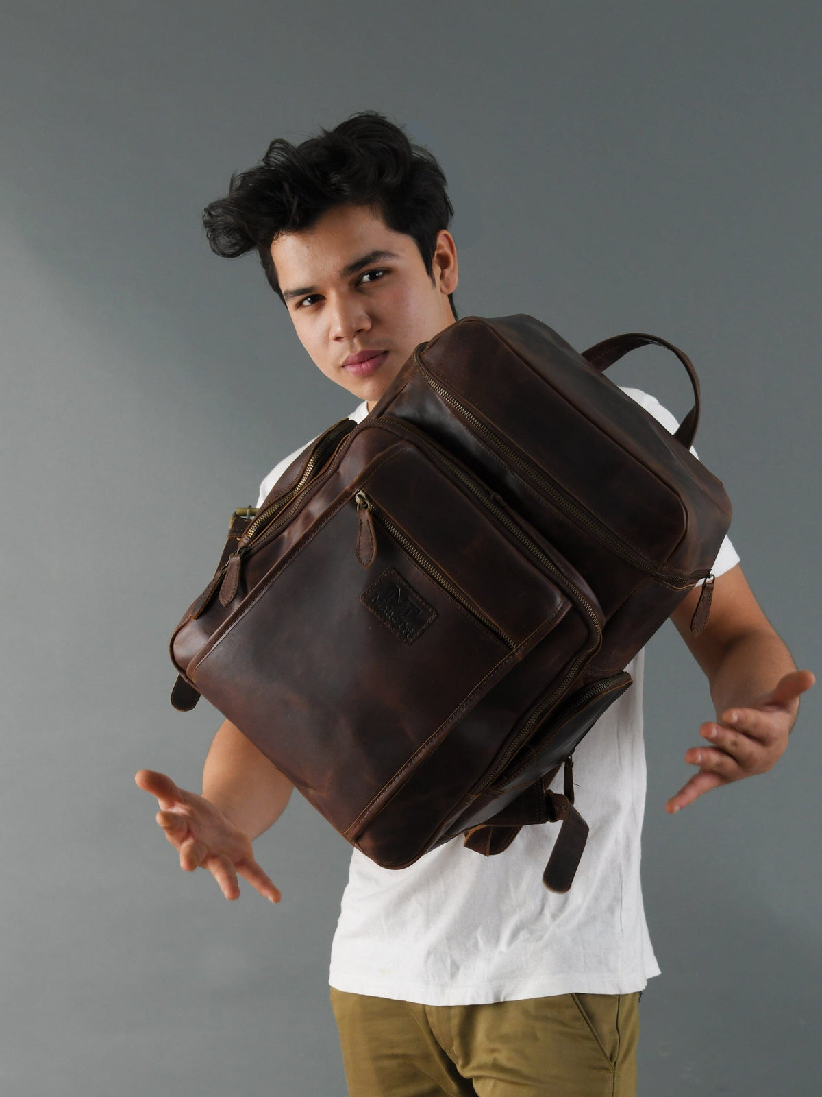 Classy Leather Bags Alpha Brown Buffalo Leather Travel Backpack - AVBL MRKT (11)