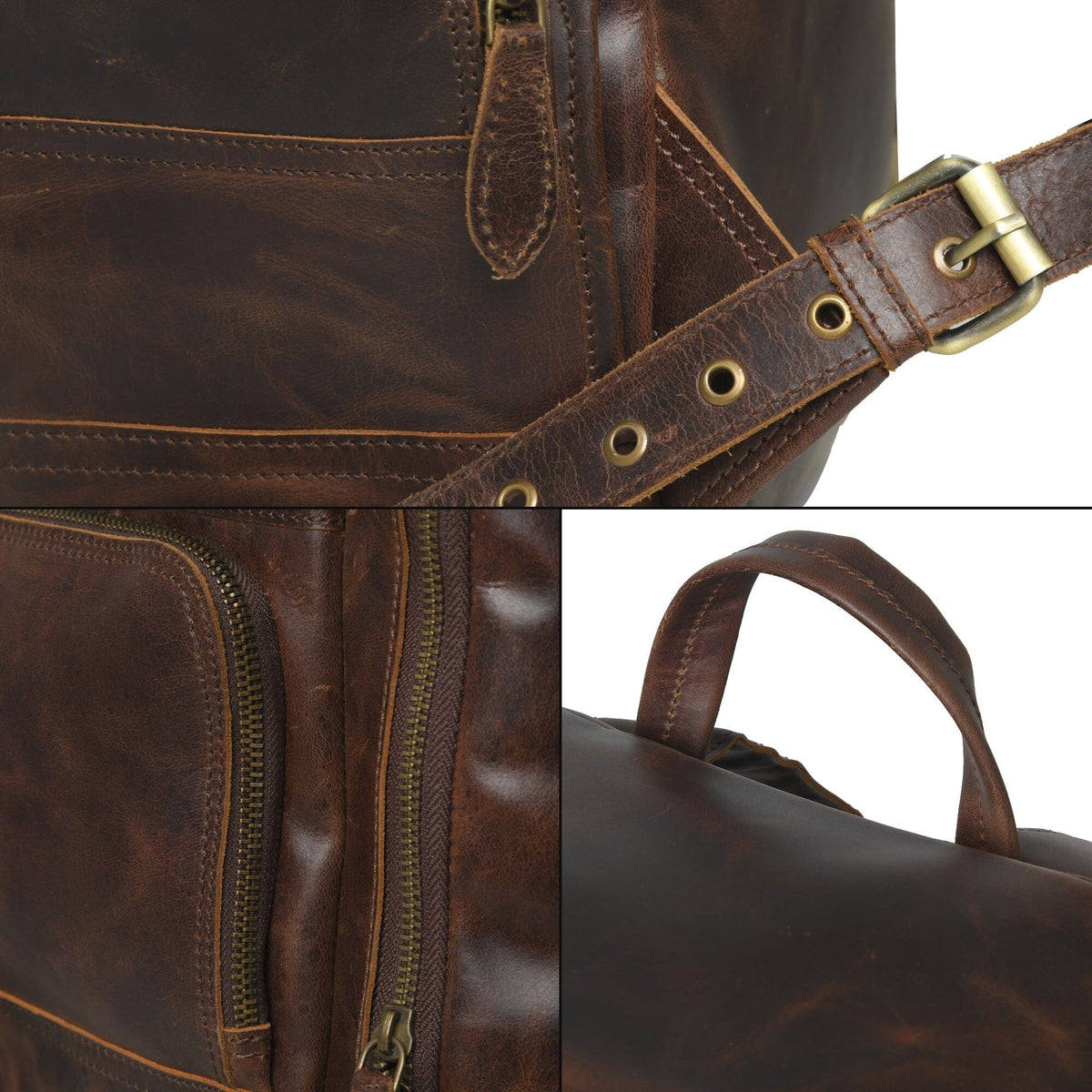 Classy Leather Bags Alpha Brown Buffalo Leather Travel Backpack - AVBL MRKT (14)
