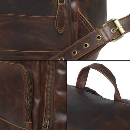 Classy Leather Bags Alpha Brown Buffalo Leather Travel Backpack - AVBL MRKT (14)
