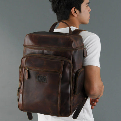 Classy Leather Bags Alpha Brown Buffalo Leather Travel Backpack - AVBL MRKT (2)