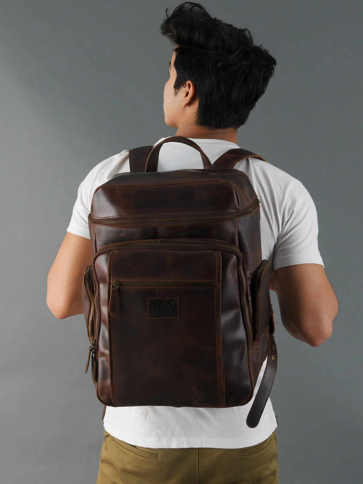 Classy Leather Bags Alpha Brown Buffalo Leather Travel Backpack - AVBL MRKT (6)