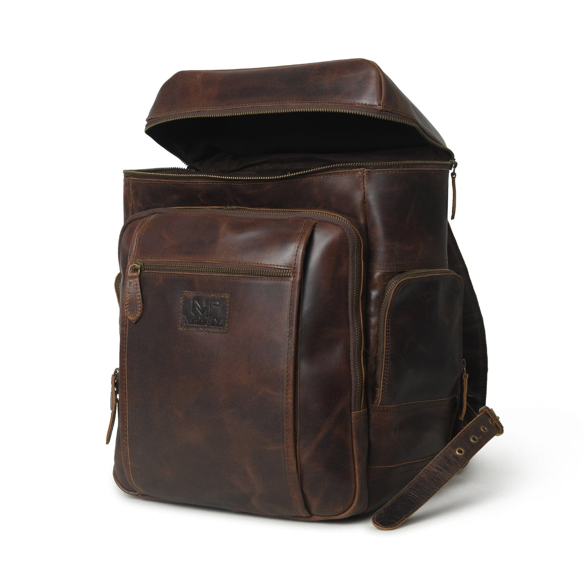 Classy Leather Bags Alpha Brown Buffalo Leather Travel Backpack - AVBL MRKT (7)