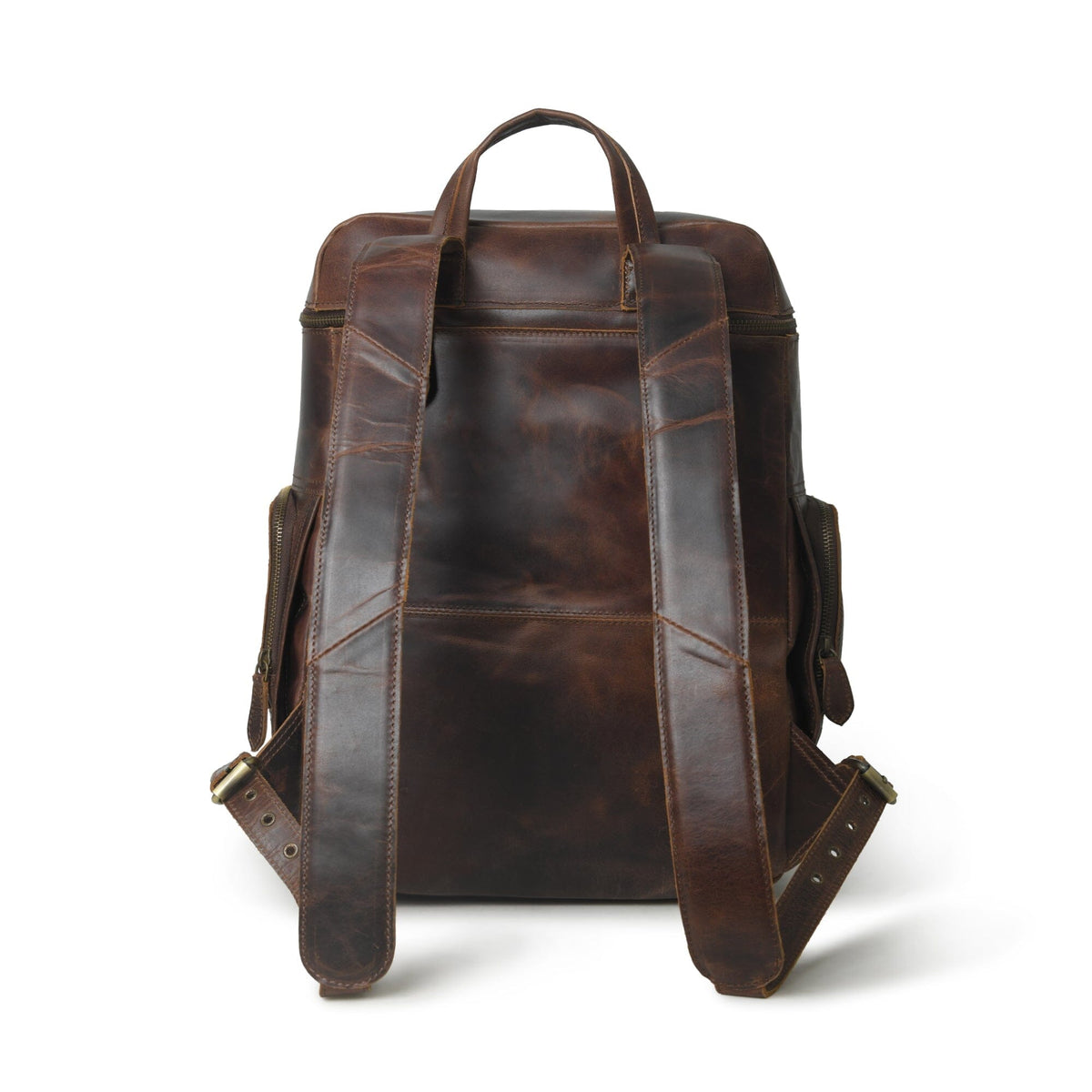 Classy Leather Bags Alpha Brown Buffalo Leather Travel Backpack - AVBL MRKT (9)