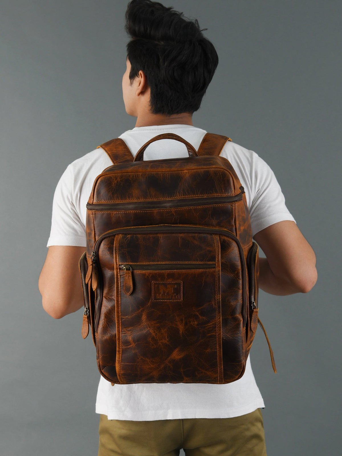 Classy Leather Bags Alpha Caramel Buffalo Leather Travel Backpack - AVBL MRKT (10)