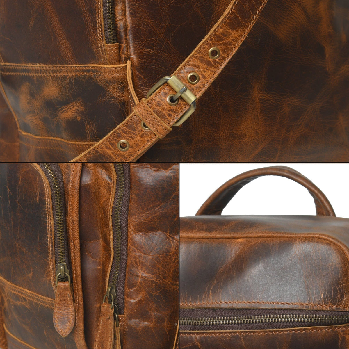 Classy Leather Bags Alpha Caramel Buffalo Leather Travel Backpack - AVBL MRKT (12)