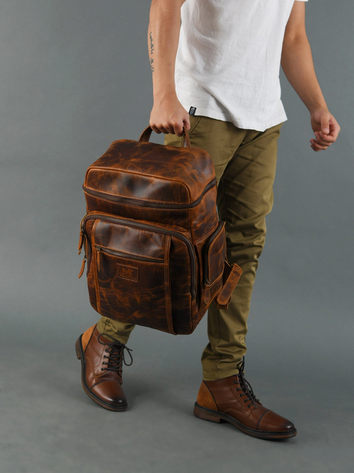 Classy Leather Bags Alpha Caramel Buffalo Leather Travel Backpack - AVBL MRKT (2)