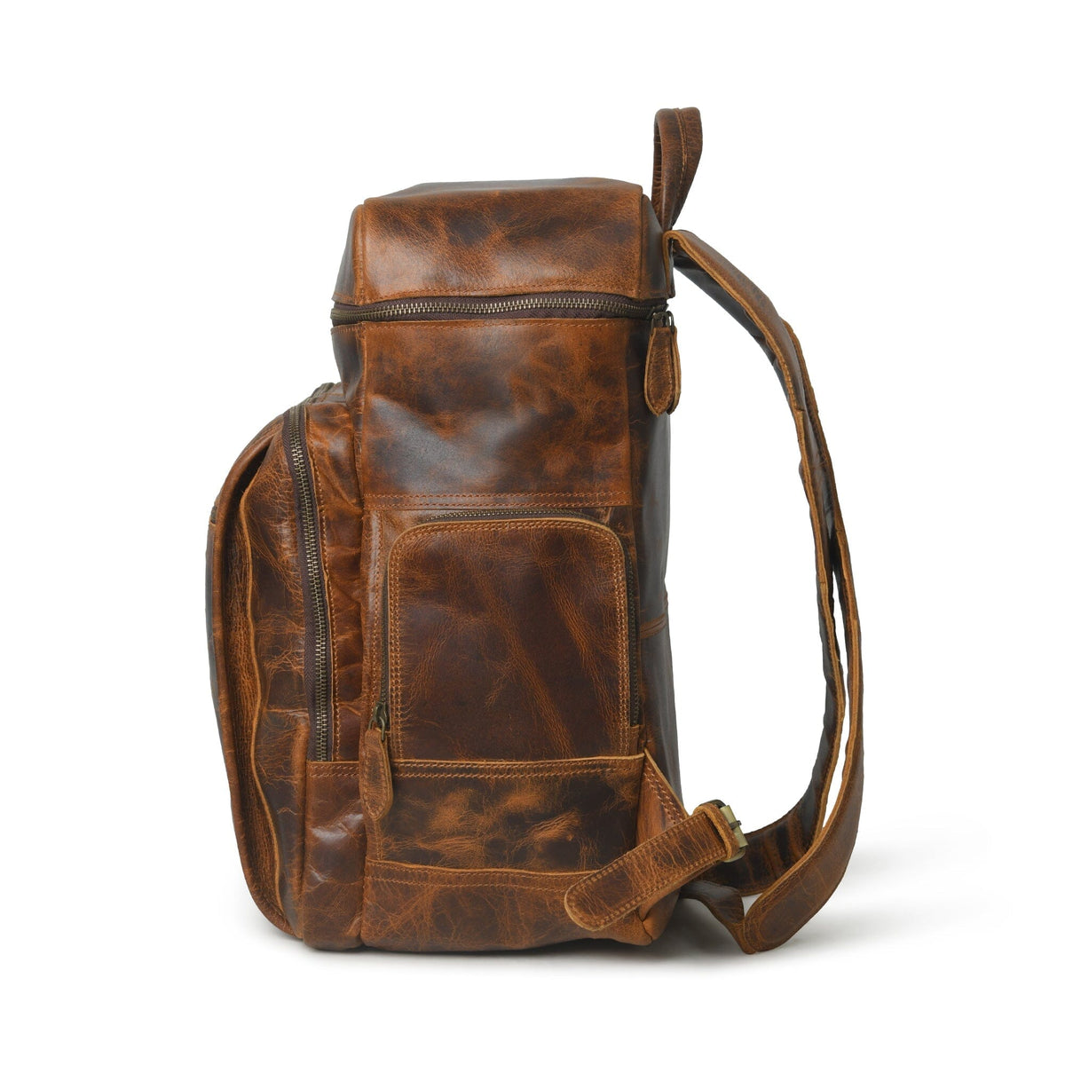Classy Leather Bags Alpha Caramel Buffalo Leather Travel Backpack - AVBL MRKT (7)