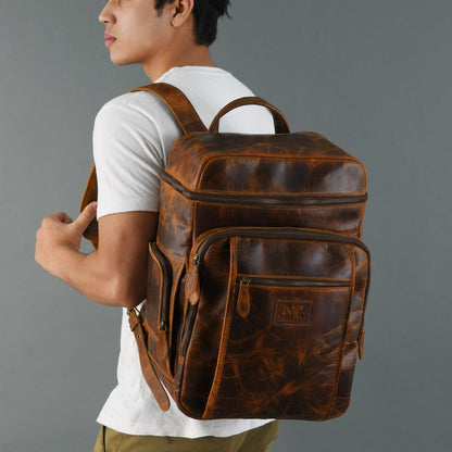 Classy Leather Bags Alpha Caramel Buffalo Leather Travel Backpack - AVBL MRKT (8)