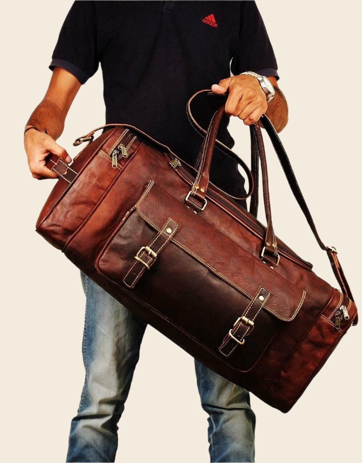 Classy Leather Bags BOGO: Traveler Weekender Duffle Bag + FREE Toiletry Bag - AVBL MRKT (6)