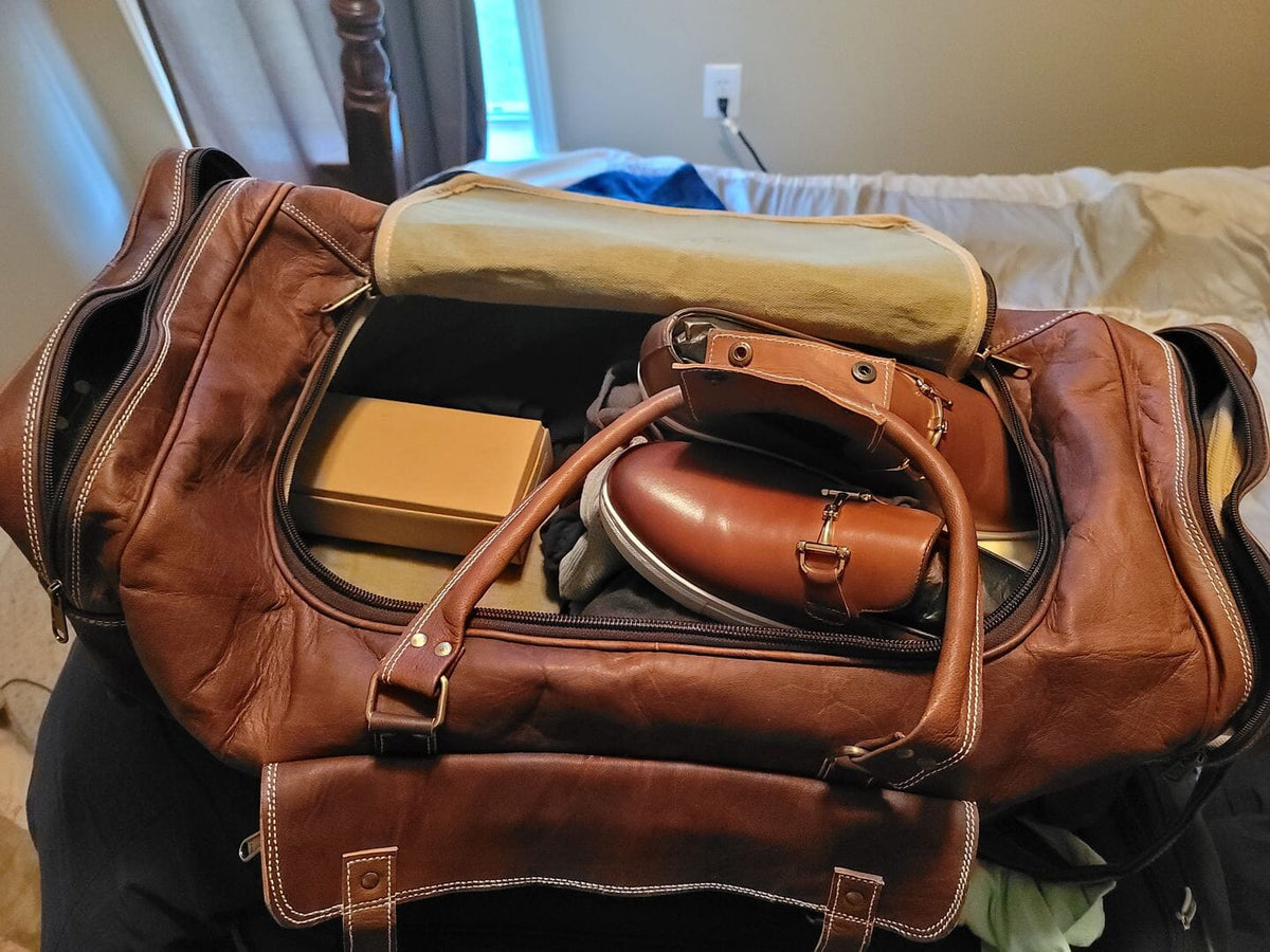 Classy Leather Bags BOGO: Traveler Weekender Duffle Bag + FREE Toiletry Bag - AVBL MRKT (9)