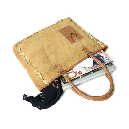 Classy Leather Bags Beige Boho Chic Canvas Bag - AVBL MRKT (5)