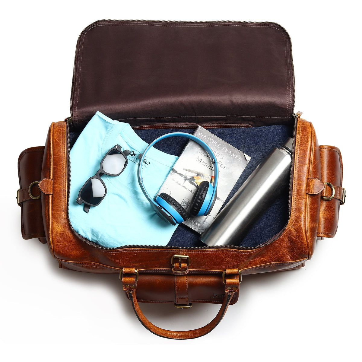 Classy Leather Bags Berlin Leather Weekender Duffle Bag - AVBL MRKT (5)