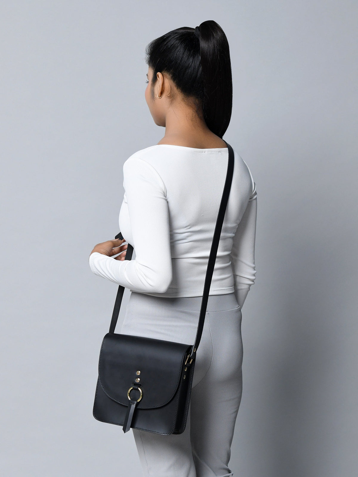 Classy Leather Bags Black Elegance Crossbody Sling Bag - AVBL MRKT (3)