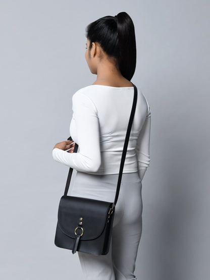 Classy Leather Bags Black Elegance Crossbody Sling Bag - AVBL MRKT (3)