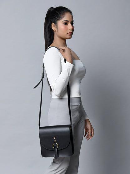 Classy Leather Bags Black Elegance Crossbody Sling Bag - AVBL MRKT (8)