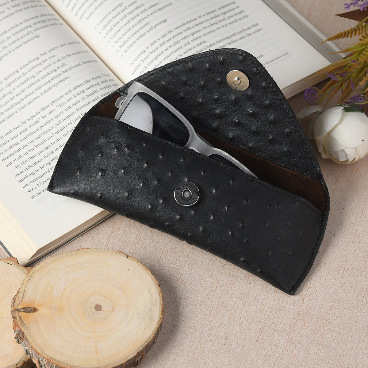 Classy Leather Bags Black Leather Sunglasses Cover - AVBL MRKT (1)