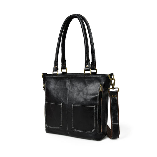 Classy Leather Bags Black Terry Tote - AVBL MRKT (1)