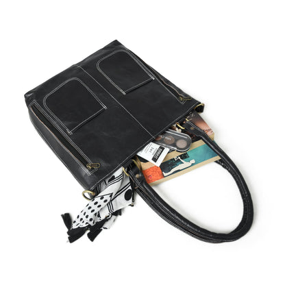 Classy Leather Bags Black Terry Tote - AVBL MRKT (3)