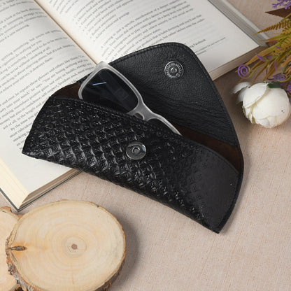 Classy Leather Bags Black Textured Leather Sunglasses Cover - AVBL MRKT (2)