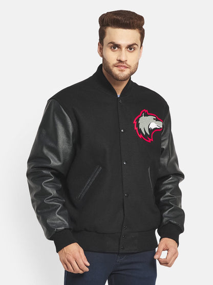 Classy Leather Bags Black Wolf Varsity Jacket - AVBL MRKT (1)