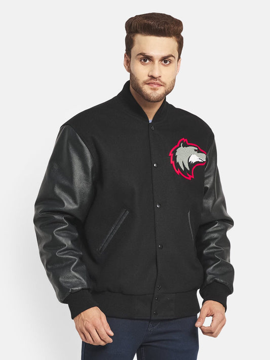 Classy Leather Bags Black Wolf Varsity Jacket - AVBL MRKT (1)