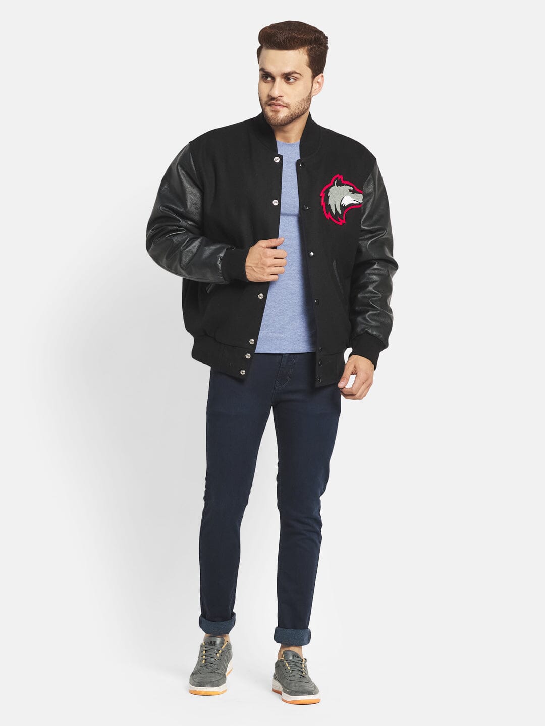Classy Leather Bags Black Wolf Varsity Jacket - AVBL MRKT (3)