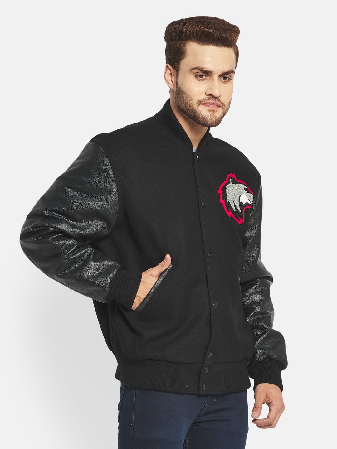 Classy Leather Bags Black Wolf Varsity Jacket - AVBL MRKT (4)