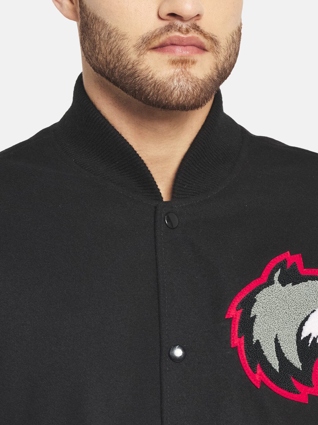 Classy Leather Bags Black Wolf Varsity Jacket - AVBL MRKT (5)
