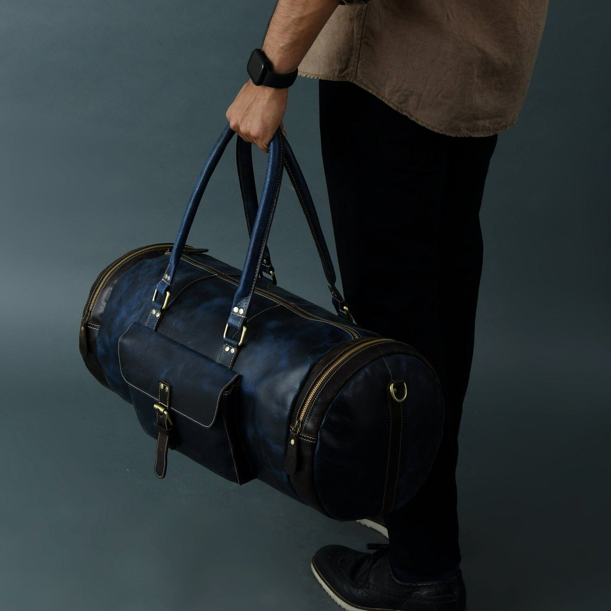 Classy Leather Bags Blue Premium Duffle - AVBL MRKT (2)