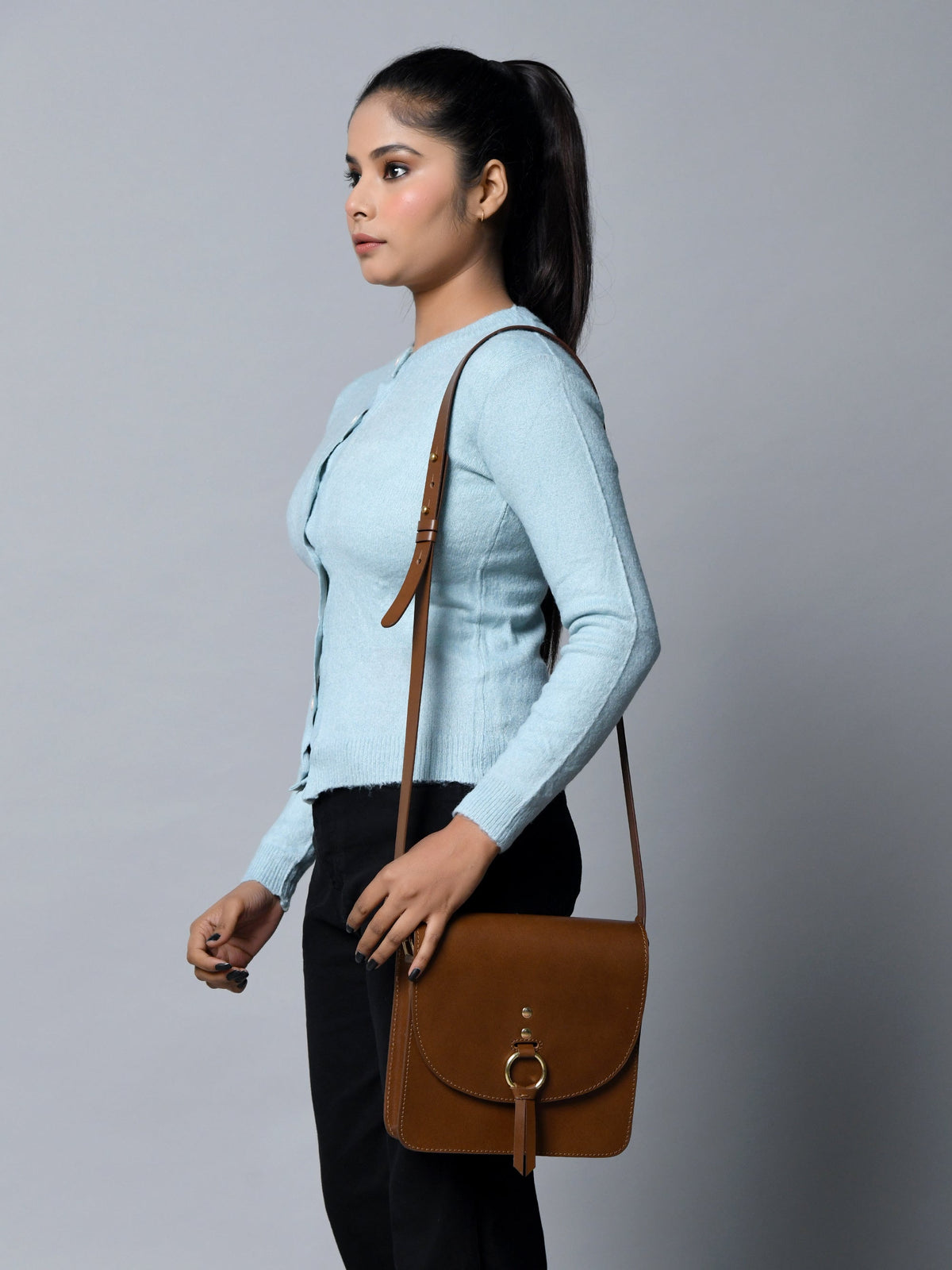 Classy Leather Bags Brown Elegance Crossbody Sling Bag - AVBL MRKT (12)