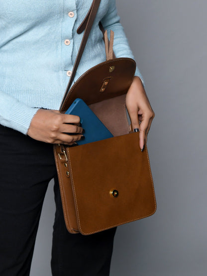 Classy Leather Bags Brown Elegance Crossbody Sling Bag - AVBL MRKT (8)
