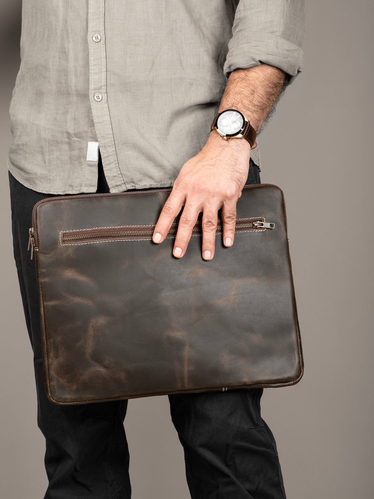 Classy Leather Bags Brown Laptop Sleeve - AVBL MRKT (7)