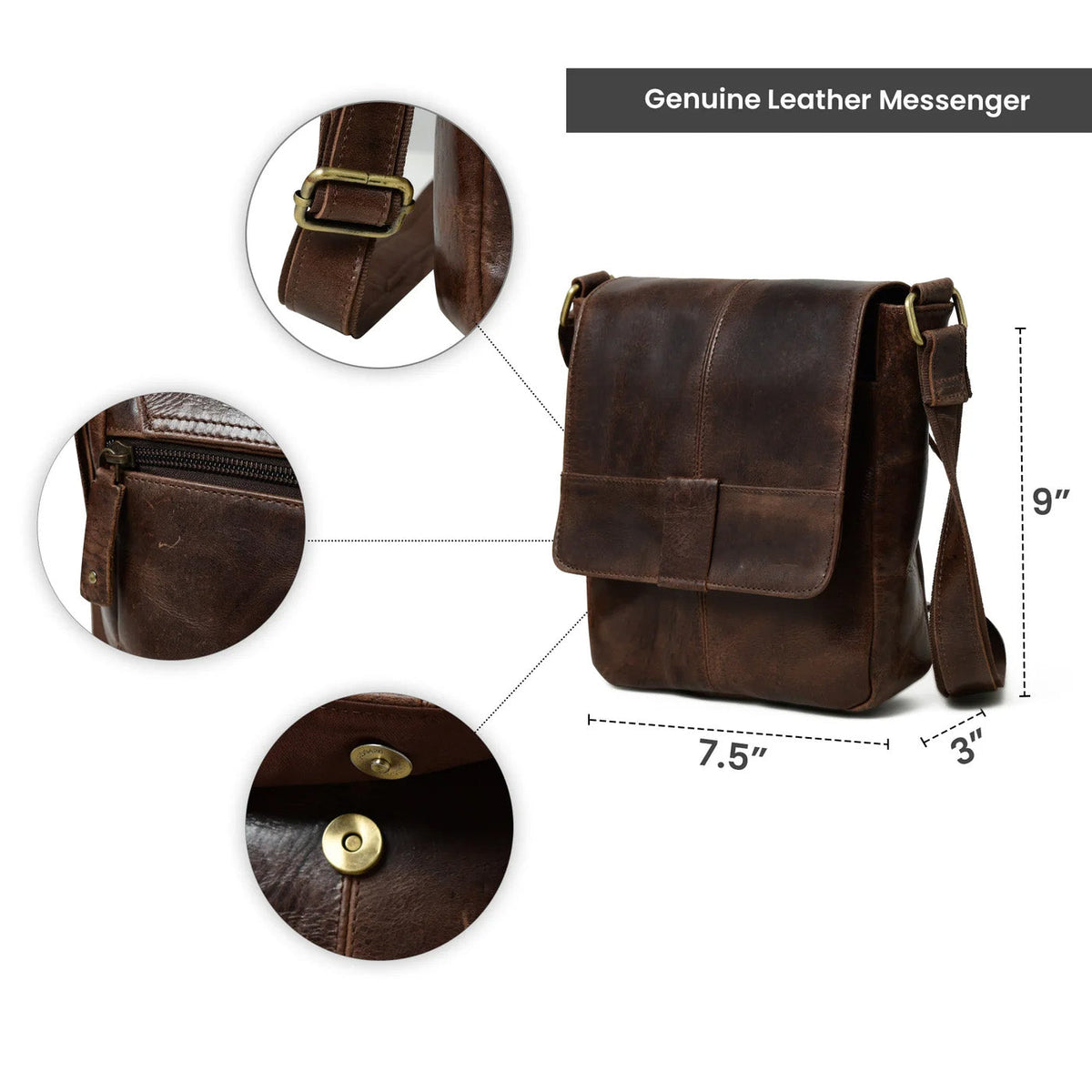 Classy Leather Bags Brown Leather Crossbody Bag - AVBL MRKT (3)