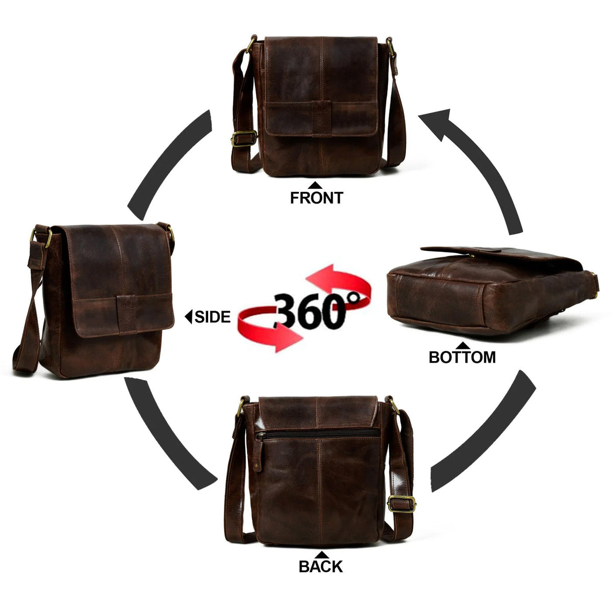 Classy Leather Bags Brown Leather Crossbody Bag - AVBL MRKT (4)