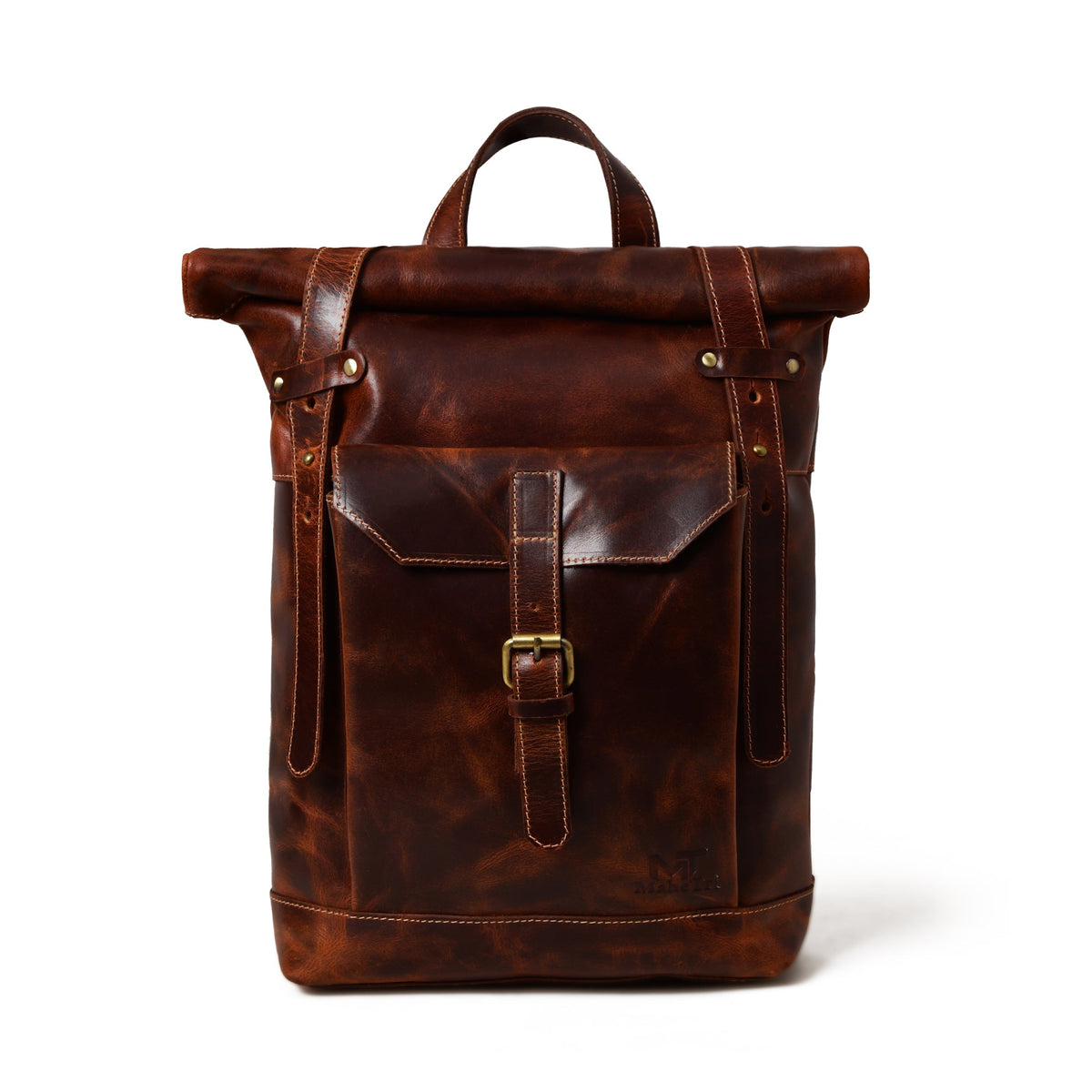 Classy Leather Bags Brown Saddleback Backpack- Roll Top - AVBL MRKT (1)
