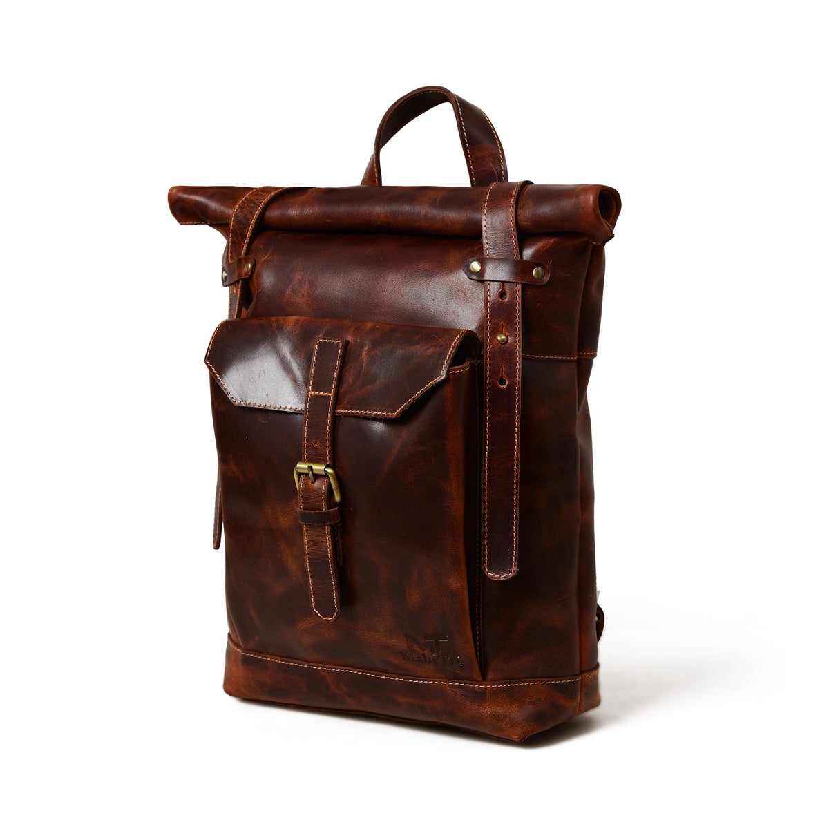 Classy Leather Bags Brown Saddleback Backpack- Roll Top - AVBL MRKT (2)