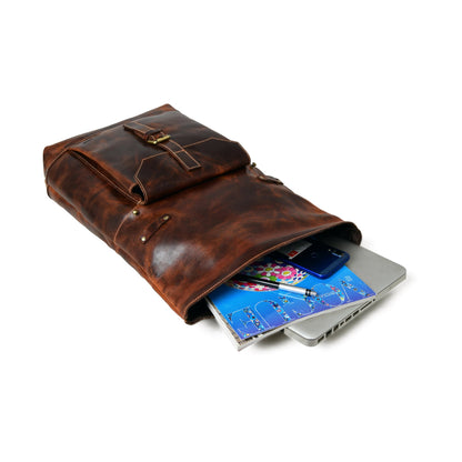 Classy Leather Bags Brown Saddleback Backpack- Roll Top - AVBL MRKT (6)