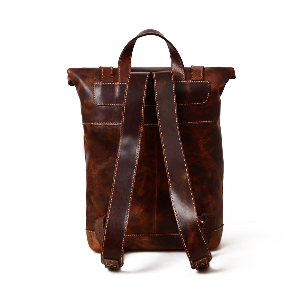 Classy Leather Bags Brown Saddleback Backpack- Roll Top - AVBL MRKT (7)