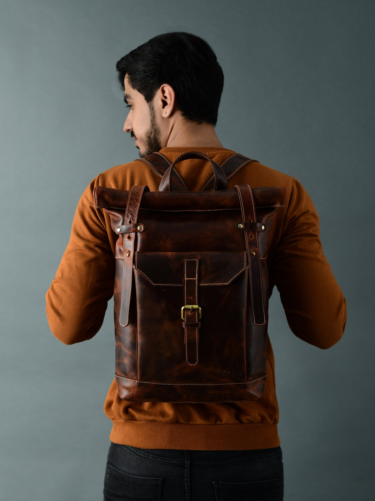 Classy Leather Bags Brown Saddleback Backpack- Roll Top - AVBL MRKT (9)