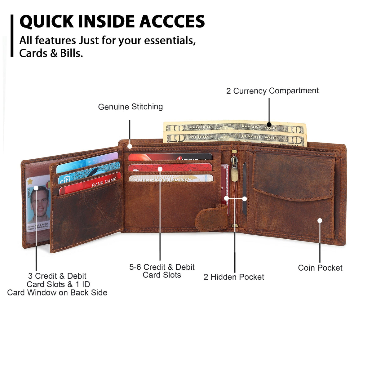 Classy Leather Bags Buffalo Leather Men's Wallet - Hunter - AVBL MRKT (2)