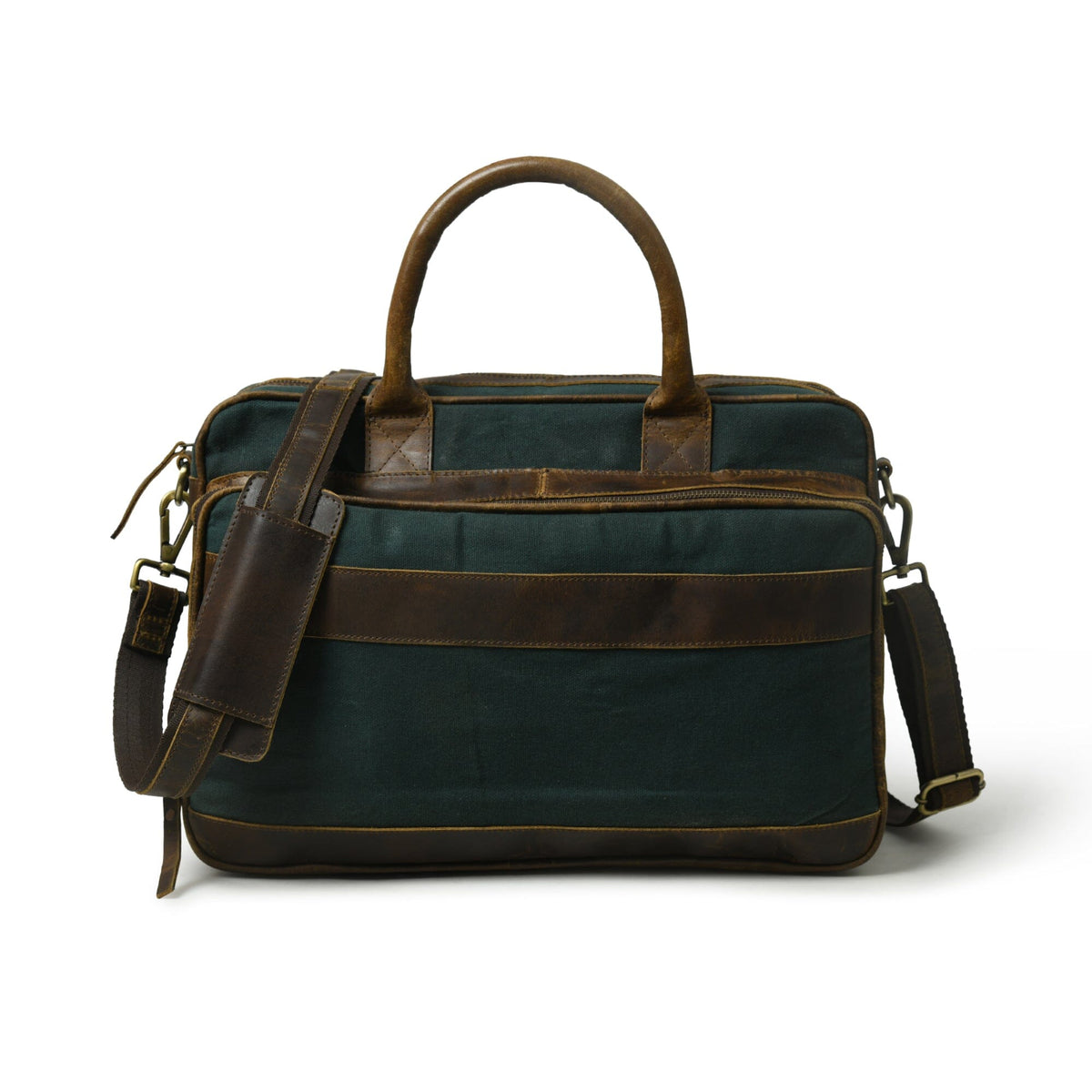 Classy Leather Bags Canvas Green Briefcase - AVBL MRKT (1)