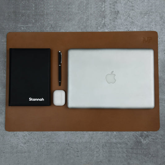 Classy Leather Bags Caramel Luxe Leather Desk Mat + Mouse Pad - AVBL MRKT (1)