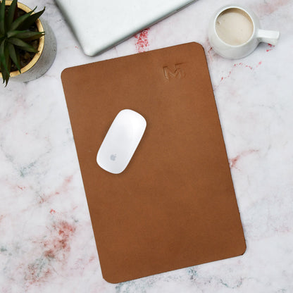 Classy Leather Bags Caramel Luxe Leather Desk Mat + Mouse Pad - AVBL MRKT (2)