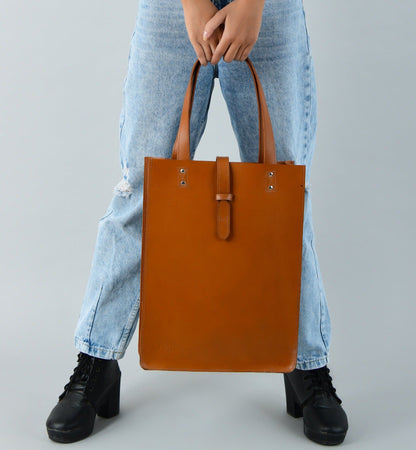 Classy Leather Bags Chestnut Elegance Leather Tote - AVBL MRKT (1)