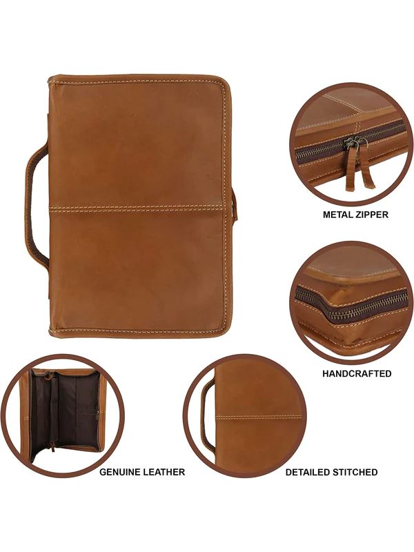 Classy Leather Bags Classic Bible Leather Cover - Tan - AVBL MRKT (7)