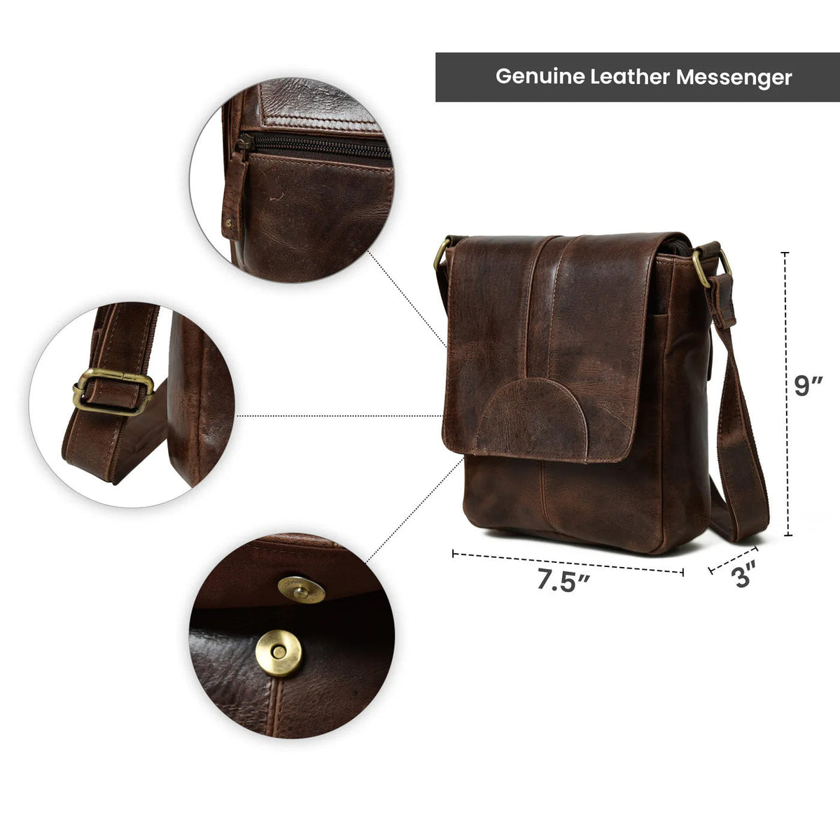 Classy Leather Bags Cocoa Classic Messenger Bag - AVBL MRKT (5)