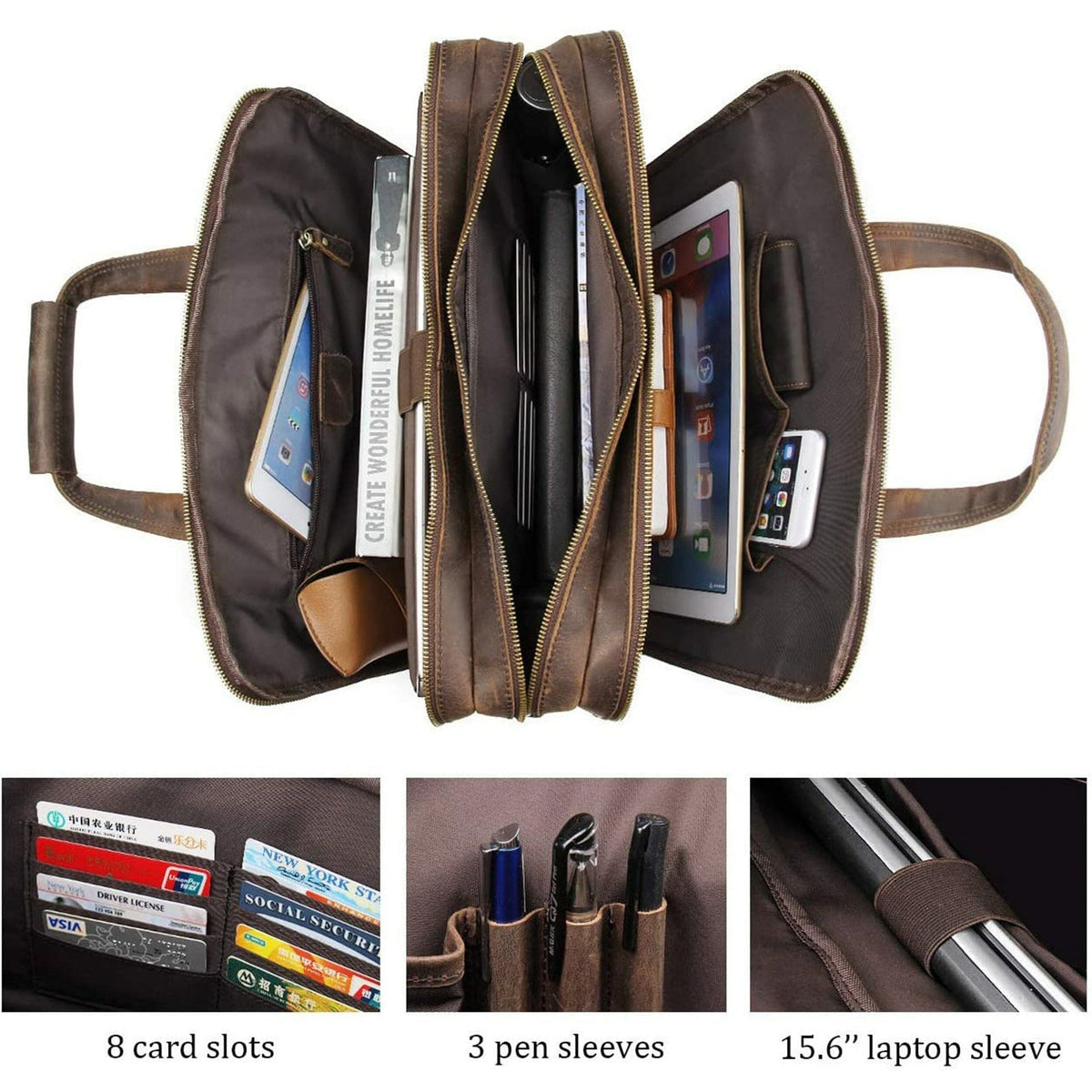 Classy Leather Bags Crazy Horse Leather Briefcase - AVBL MRKT (3)